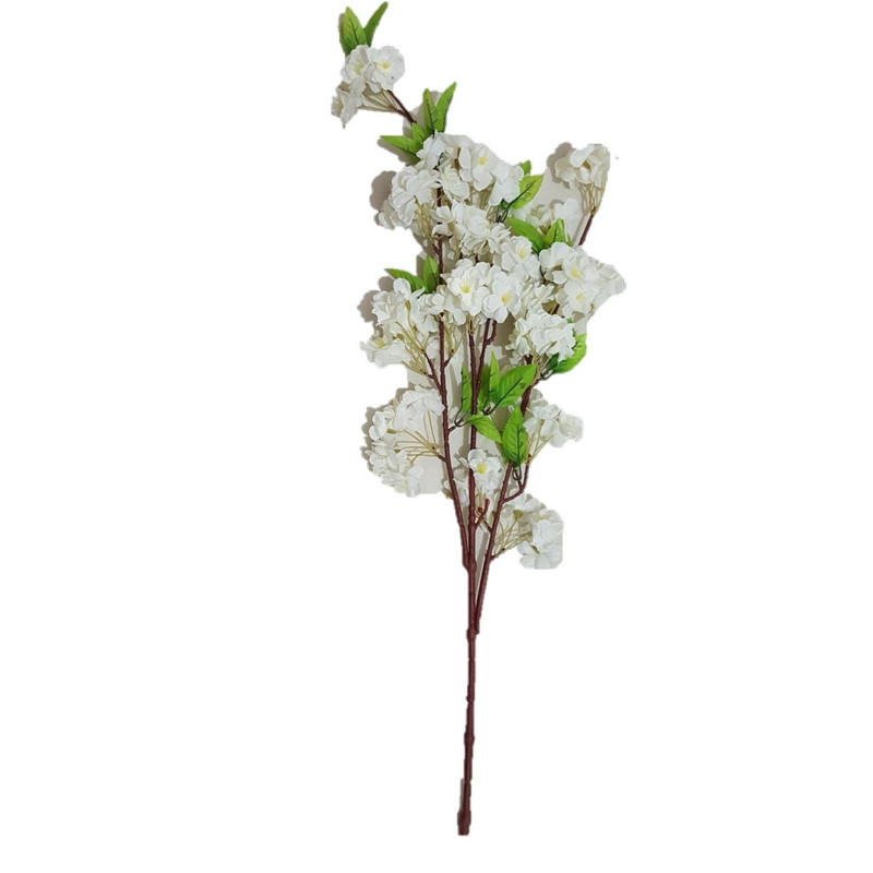 گل مصنوعی شکوفه سیب رومیزی مدل mo140 با گل‌های پارچه‌ای، ابعاد 105x30x7 سانتی‌متر، وزن 300 گرم