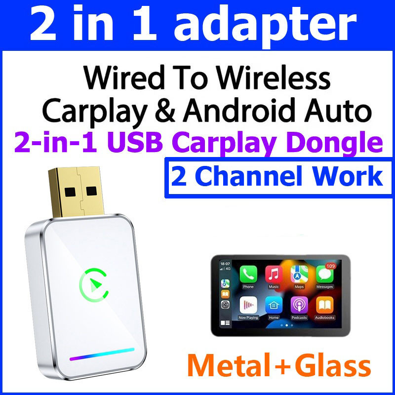 کارپلی و اندروید اتو مدل Wireless CarPlayAndroid Auto Q1JS به همراه مبدل USB به USB-C