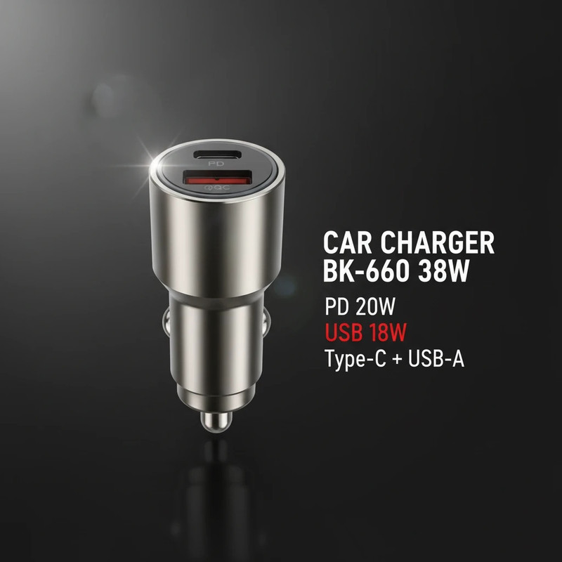 شارژر فندکی 38 وات دو پورت مدل BK-660