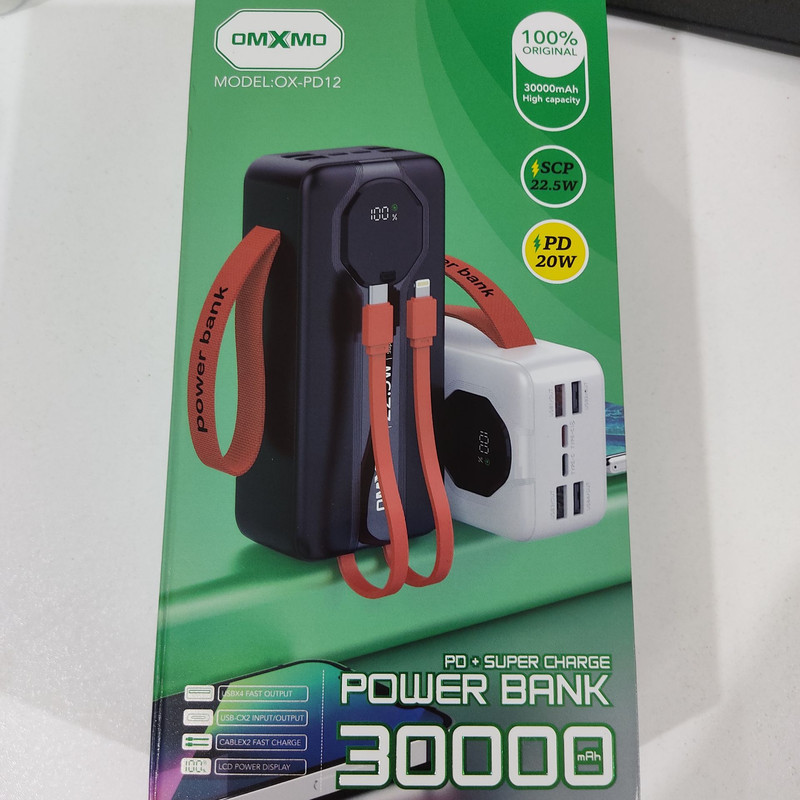 پاوربانک او ام ایکس ام او 20 وات مدل OX-PD12 ظرفیت 30000 میلی آمپر ساعت