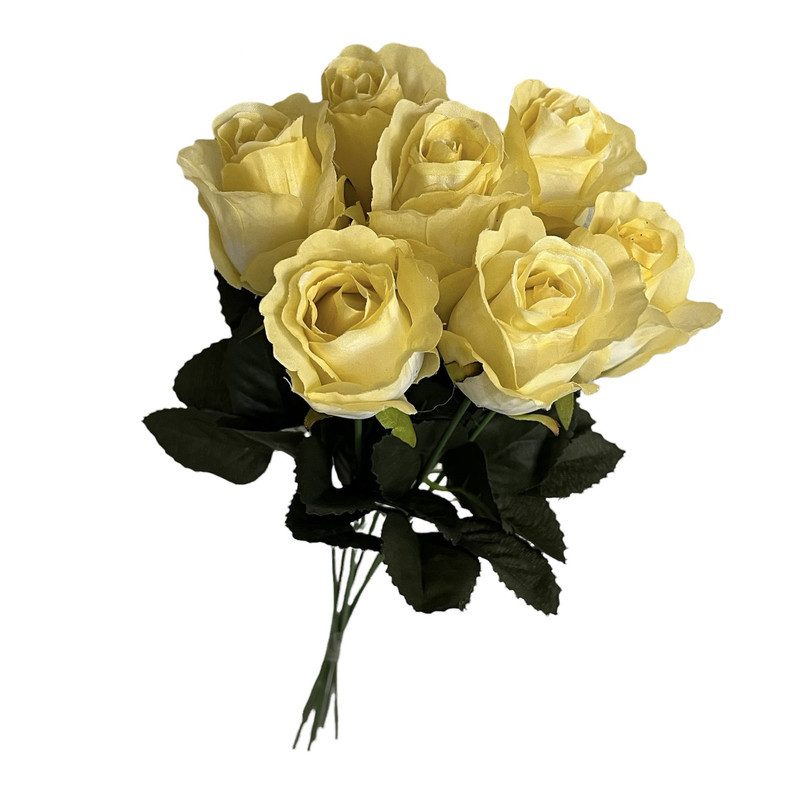 گل مصنوعی رز هلندی پارچه ای قابل شستشو، بسته 7 عددی، با طول شاخه 45 سانتی‌متر و عرض سرگل 5 سانتی‌متر