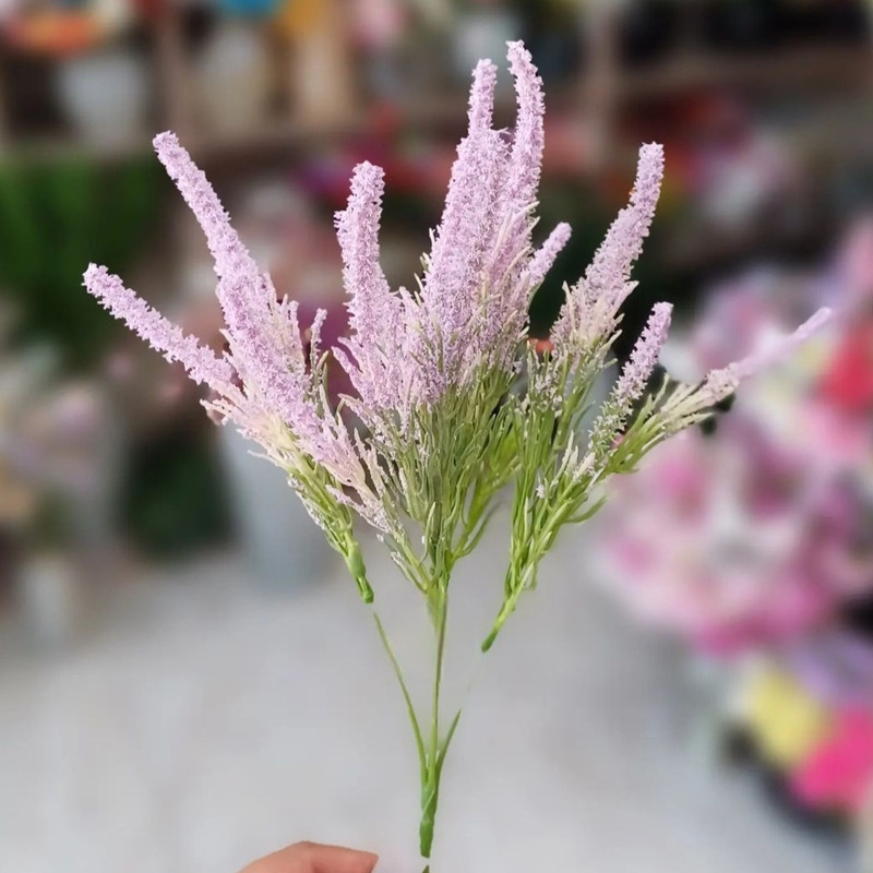 گل مصنوعی بوته‌ای ورونیکا مدل بوته ورونیکا، 5 بازو، ارتفاع 45 سانتی‌متر، جنس پلاستیک، مناسب دکور گلدان و دسته گل عروس