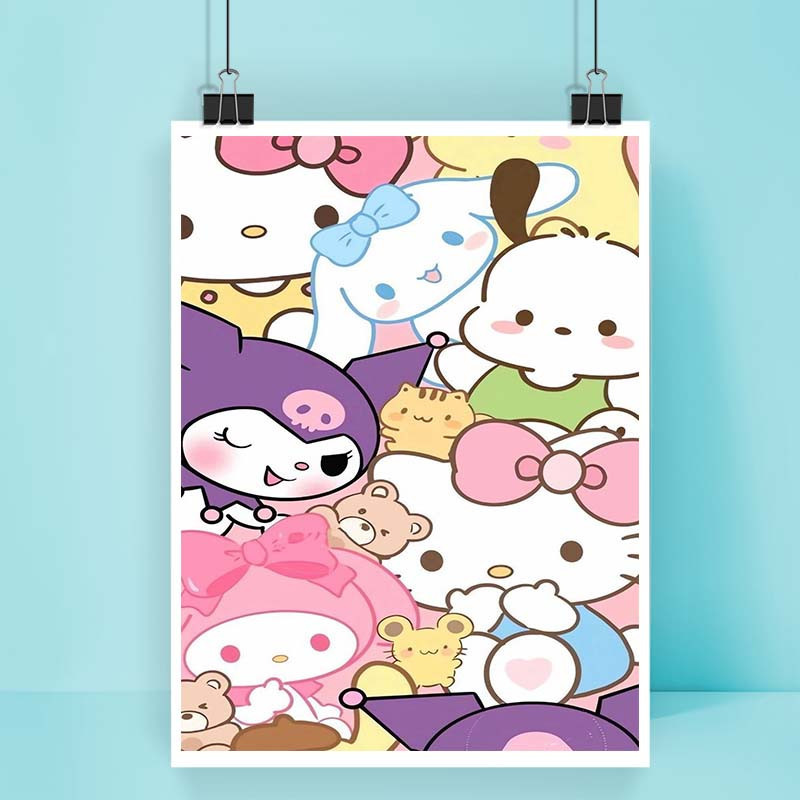 پوستر کارنيکا طرح مای ملودی و کورومی My Melody & Kuromi کد 35007 مجموعه 8 عددی