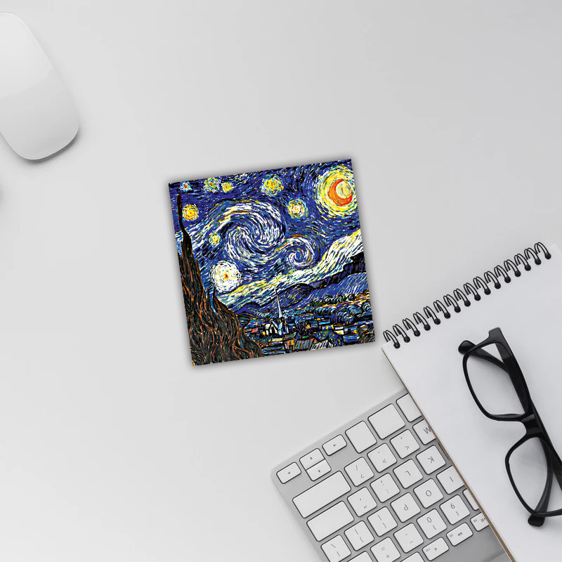 زیر لیوانی مدل رومادون طرح نقاشی شب پر ستاره ونگوگ VanGogh کد 05