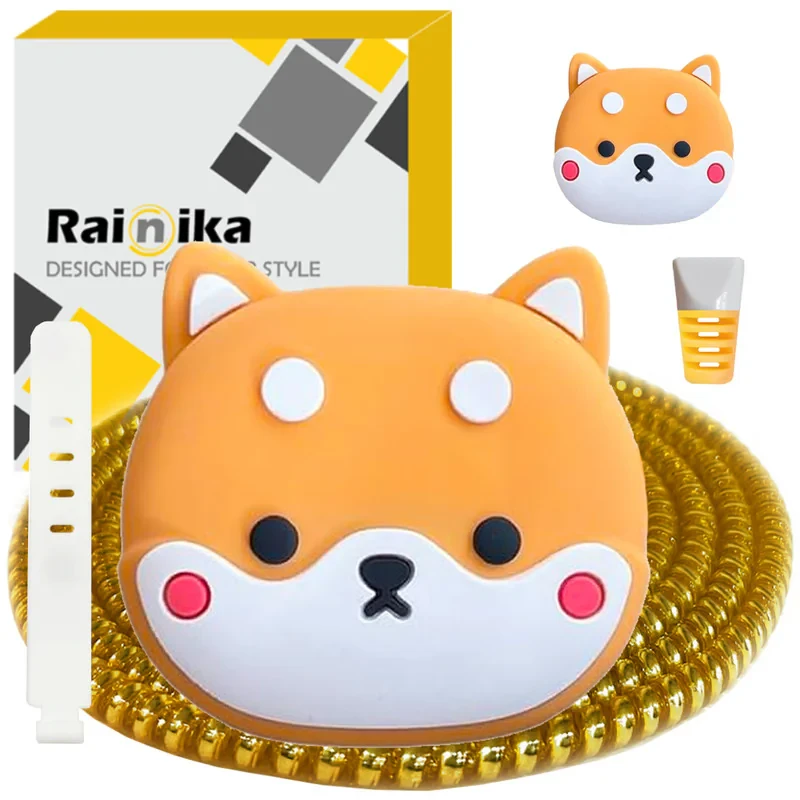 محافظ کابل شارژر دیواری رینیکا مدل Cute Dog BA مناسب برای شارژر اپل 20 وات ba مجموعه 5 عددی