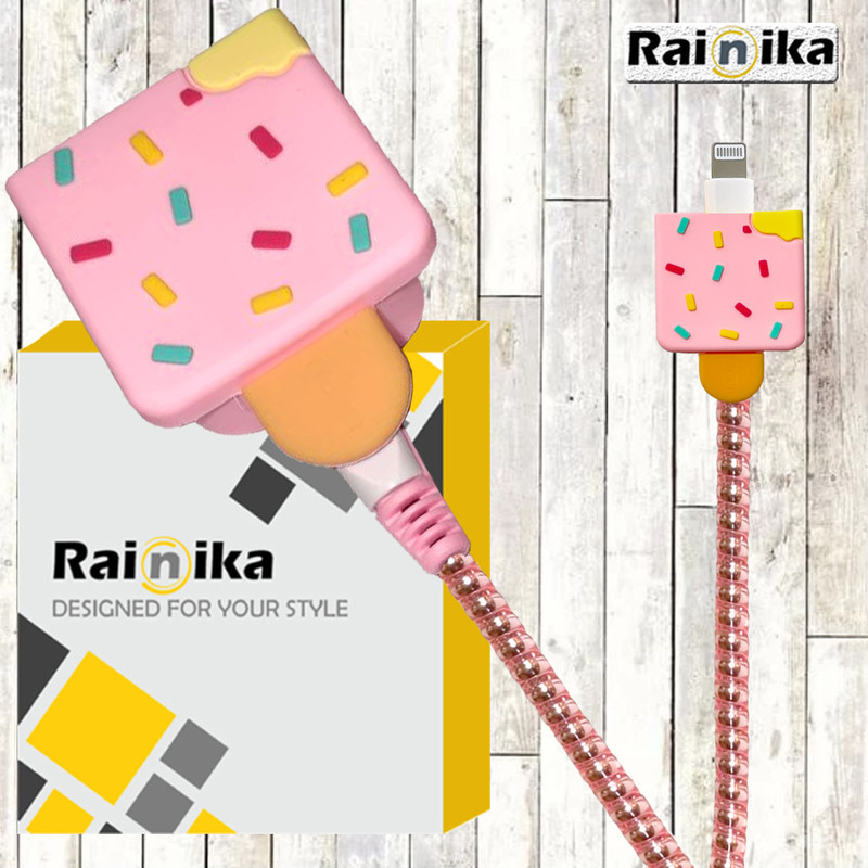 محافظ کابل شارژر دیواری رینیکا مدل Ice Cream BA مناسب برای شارژر اپل 20 وات ba مجموعه 5 عددی
