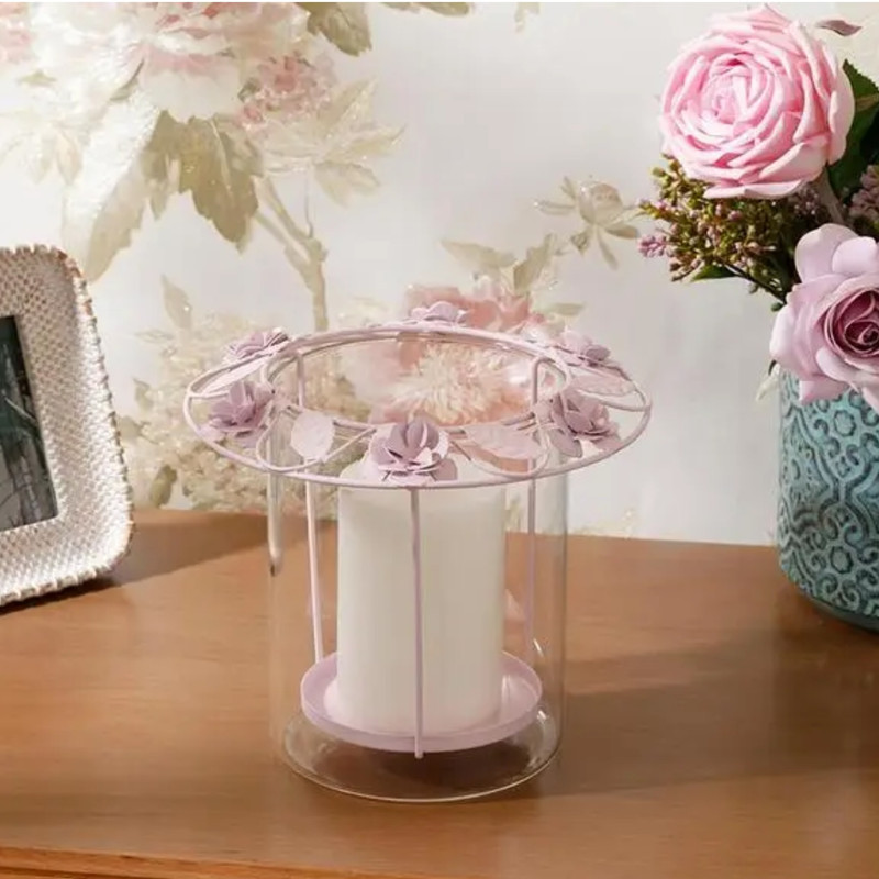 شمعدان انگلیش هوم مدل Flower Art مناسب برای شمع استوانه‌ای