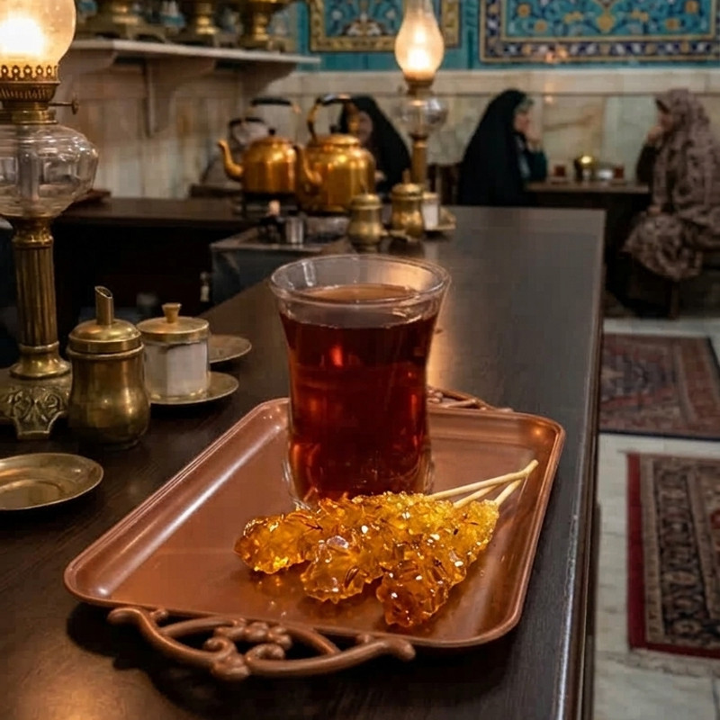 سینی دسته دار مدل چایخانه سایز 11*20 ساننتی متر سته 8 عددی