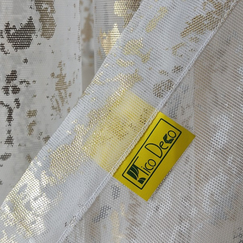 پرده تیکو دکو مدل دوخت ساده حریر ژورژت طلاکوب سایز 280x500 سانتی‌متر