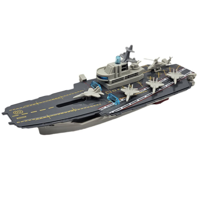ناو هواپیمابر ناب سل مدل فلزی چراغدار موزیکال کد The Musical Lighted Aircraft Carrier به همراه 4 عدد هواپیما و یک عدد هلیکوپتر