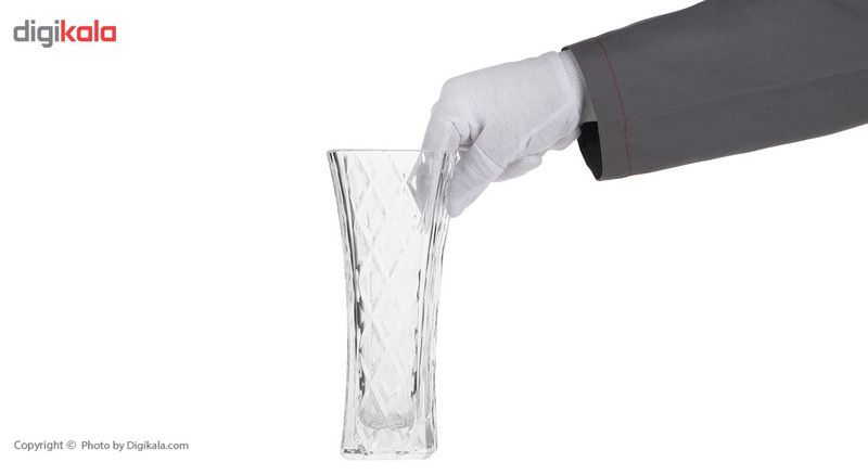گلدان شیشه‌ای تویو ساساکی مدل P-26497-EX-V، ابعاد 21 سانتی‌متر طول و 7.5 سانتی‌متر قطر دهانه، وزن 759 گرم