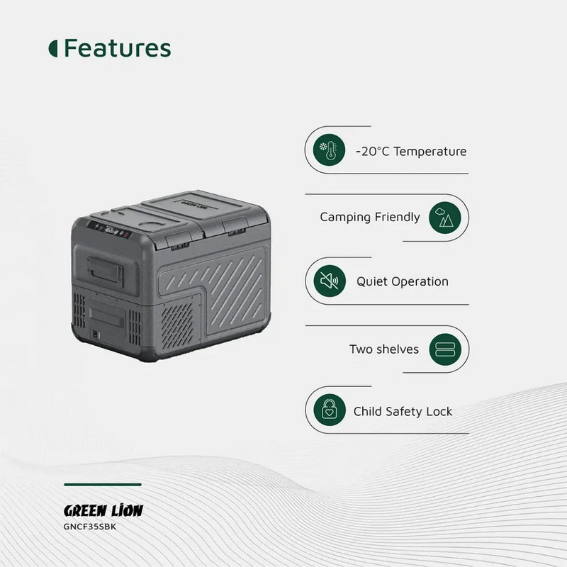 یخچال فریزر خودرو گرین لاین مدل GCF-35 ظرفیت 35 لیتر