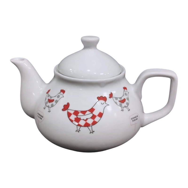 ست کتری و قوری مدل لعابی مرغ و خروس گنجایش کتری 2.5 لیتر کنجایش قوری 0.8 لیتر