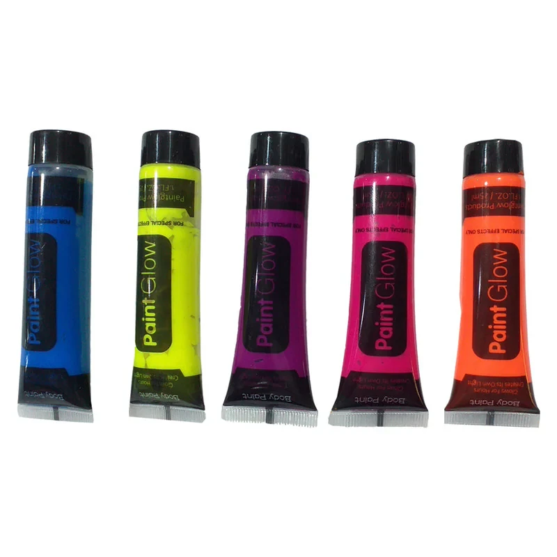 رنگ صورت و بدن بلک‌لایت Paint Glow مدل قابل پاک شدن بسته 5 عددی