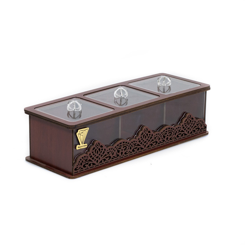 جعبه پذیرایی 3 خانه نارسی کد 03، مدل لوکسی، جنس MDF