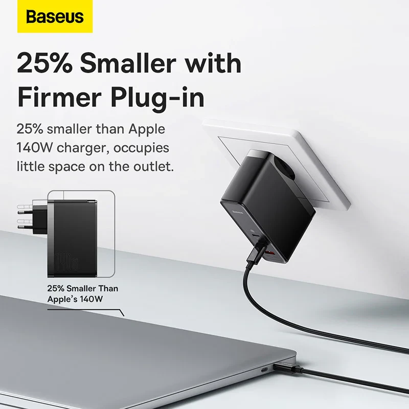 شارژر دیواری 160 وات بیسوس مدل CCGAN160CE به همراه کابل تبدیل USB-C