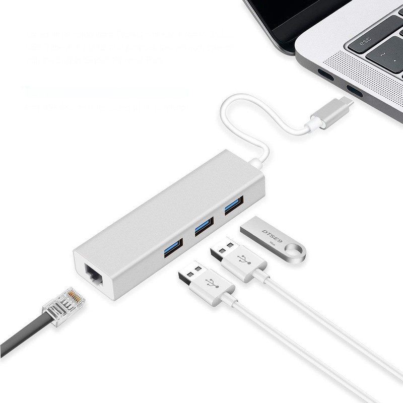 هاب USB-C چهار پورت و کارت شبکه مدل MN