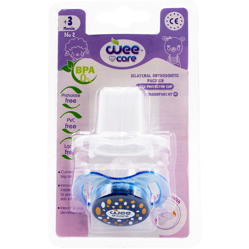 پستانک ارتودنسی وی کر مدل دربدار شفاف چاپدار Comfort سایز 3+ ماه کد P143