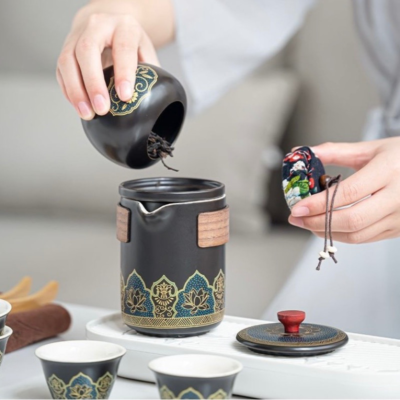 سرویس چای خوری 8 پارچه 3 نفره اشن مدل Herbal Tea طرح سنتی