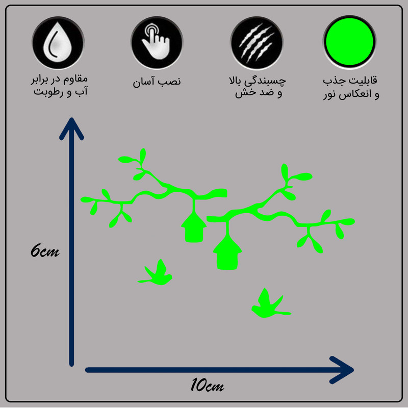 استیکر کلید و پریز مدل شبنما طرح پرندگان ودرخت بسته دوعددی
