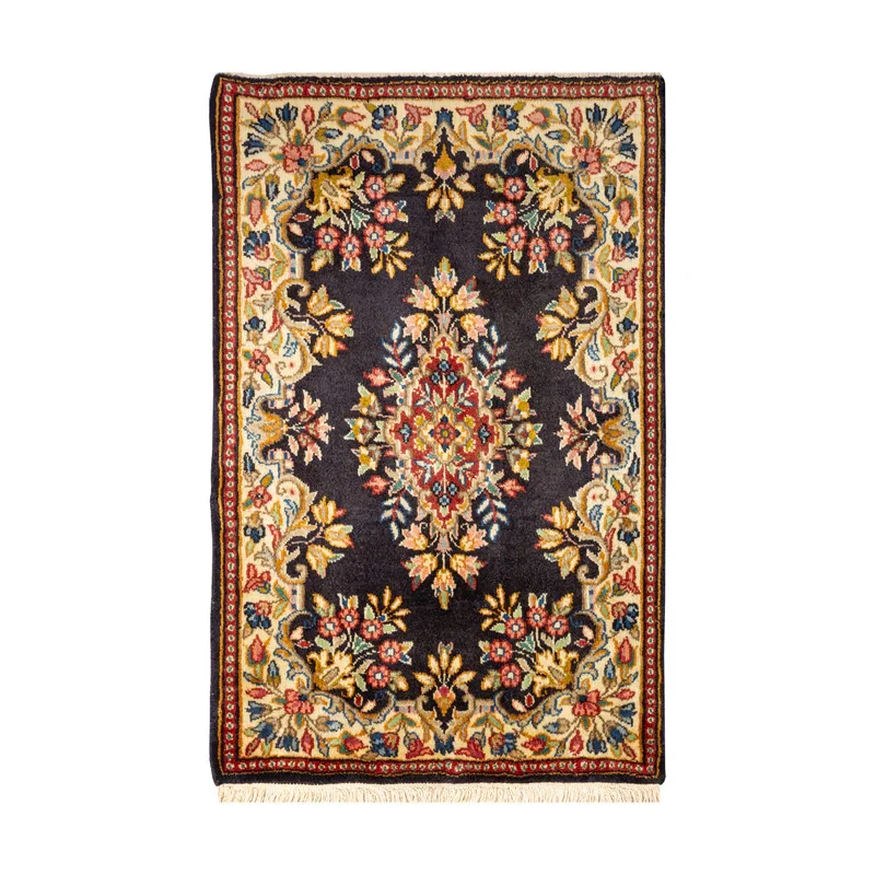 فرش دستبافت نیم متری طرح کرمان کد  29P378 زمینه سرمه ای