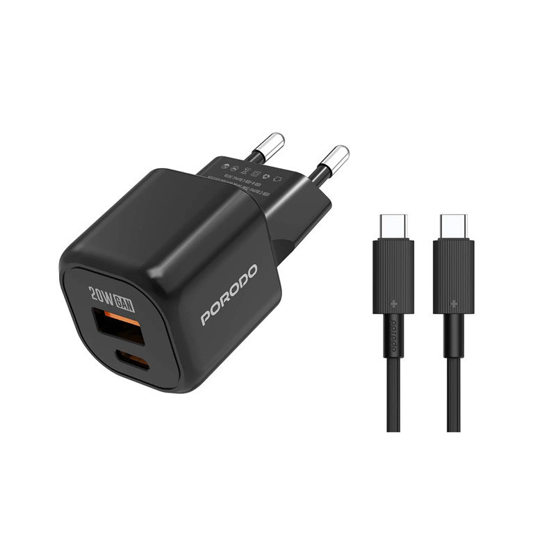 شارژر دیواری 20 وات دو پورت پرودو مدل FWC060 به همراه کابل USB-C