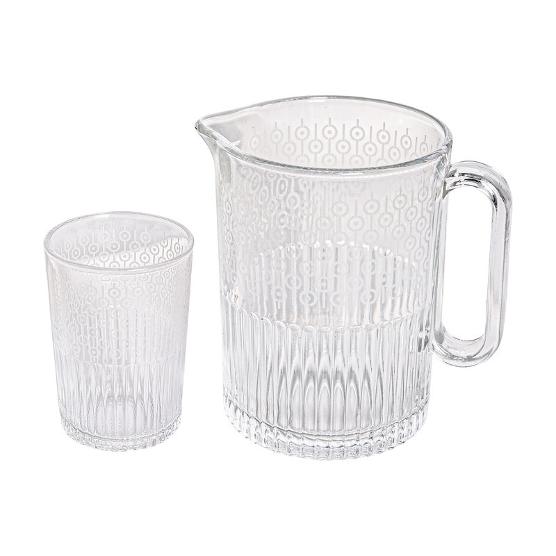 سرویس پارچ و لیوان 7 پارچه لیمون مدل دایره ای کد 2318-2