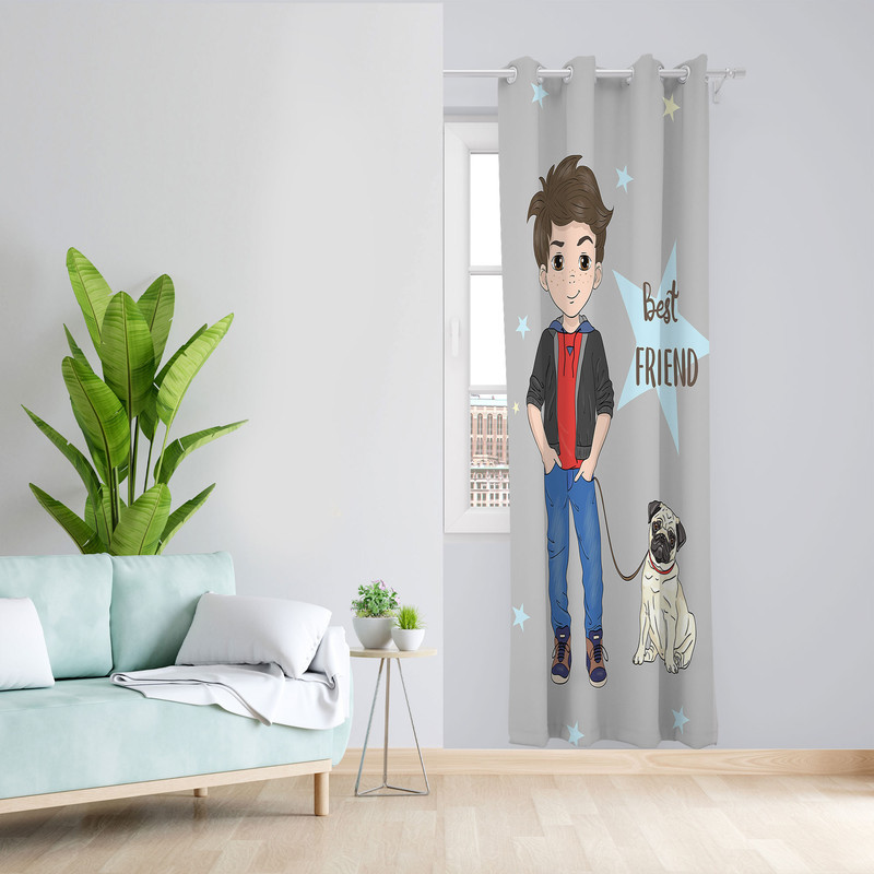 پرده مدل اتاق کودک مخمل پانچی طرح پسرانه کد 4694 سایز 140x280 سانتی متر