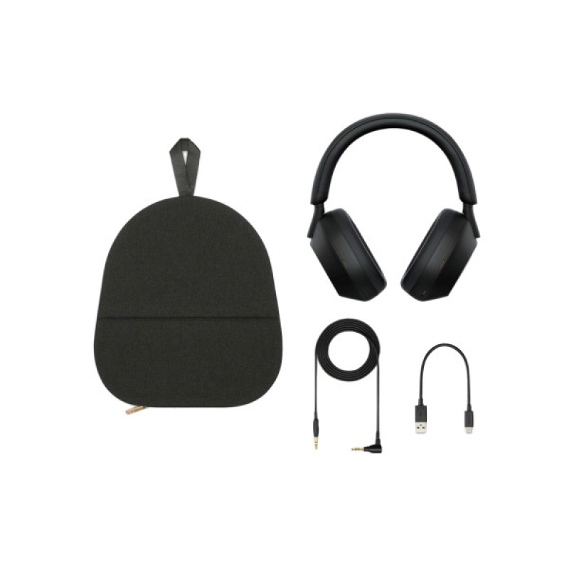 هدفون بی‌سیم سونی مدل WH-1000XM5 با نویز کنسلینگ فعال (ANC)، درگاه شارژ USB Type-C، دارای 4 میکروفون با فناوری Beamforming، پشتیبانی از دستیار صوتی، قابلیت اتصال همزمان به دو دستگاه