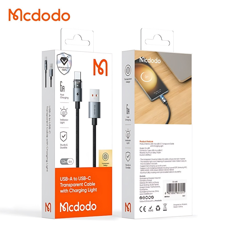 کابل تبدیل USB به USB-C مک دودو مدل CA-689 طول 1.2 متر