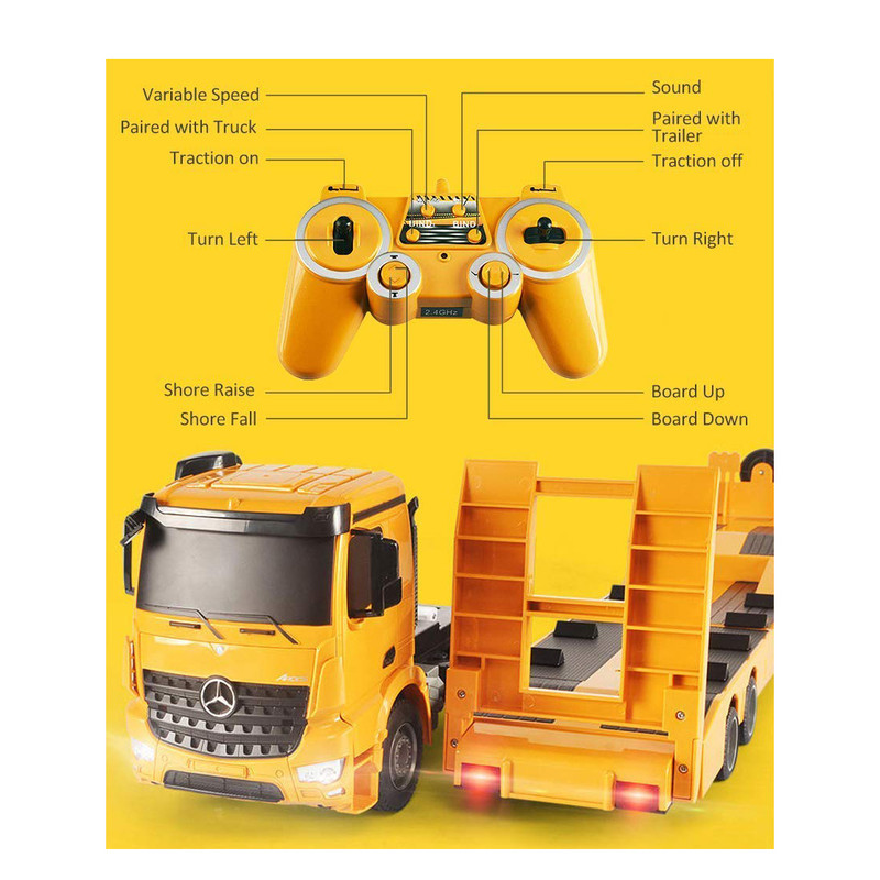 ماشین بازی کنترلی دبل ای مدل Mercedes Benz Arocs Flat Bed Trailer