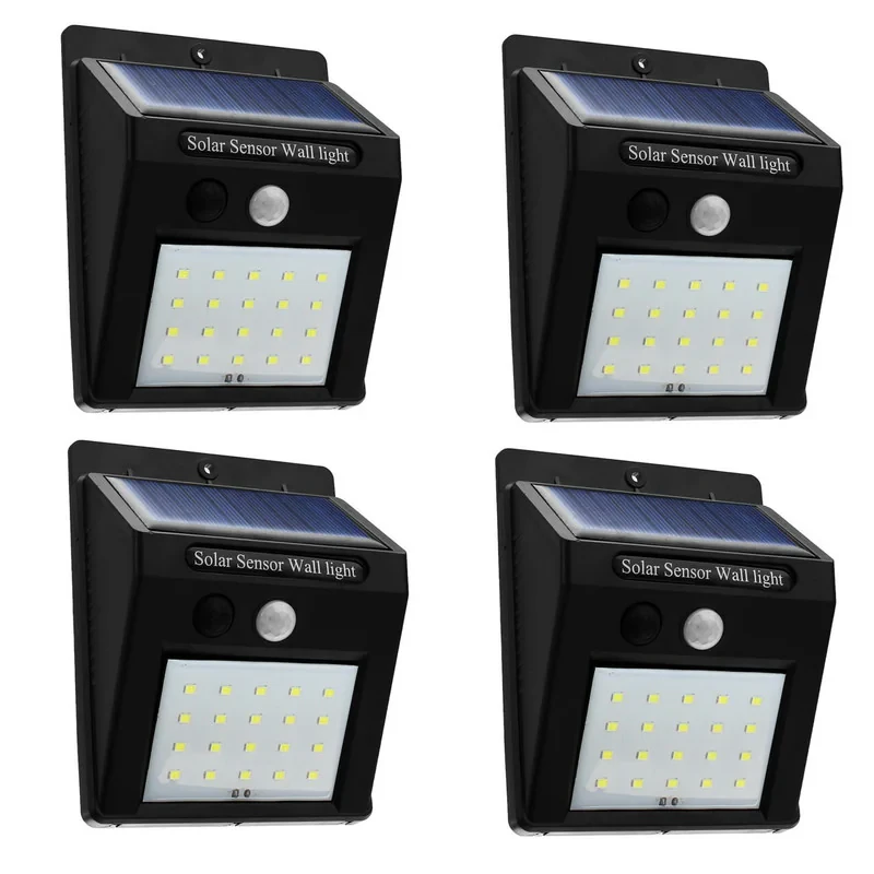چراغ حیاطی مدل چراغ خورشیدی سنسور دار LED  مجموعه 4 عددی