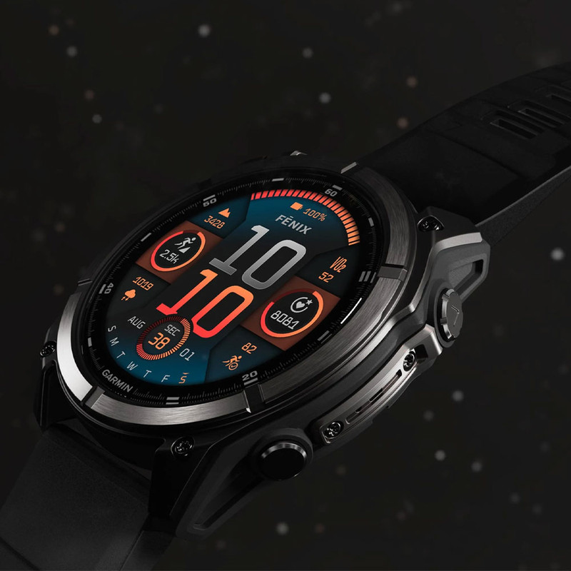 ساعت هوشمند گارمین مدل Fenix 8 - 47mm دارای قابلیت های صفحه نمایش لمسی، کنترل موسیقی، کنترل سطح اکسیژن خون، ضد آب، بند سیلیکون