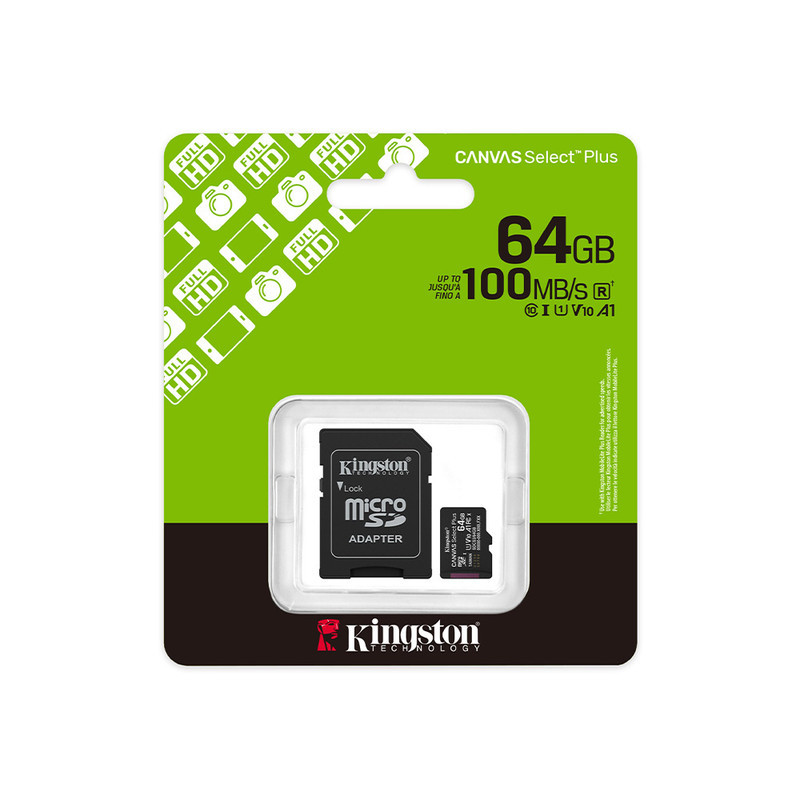 کارت حافظه microSDXC کینگستون مدل CANVAS کلاس 10 استاندارد UHS-I U1 سرعت 100MBps ظرفیت 64 گیگابایت به همراه تبدیل SD