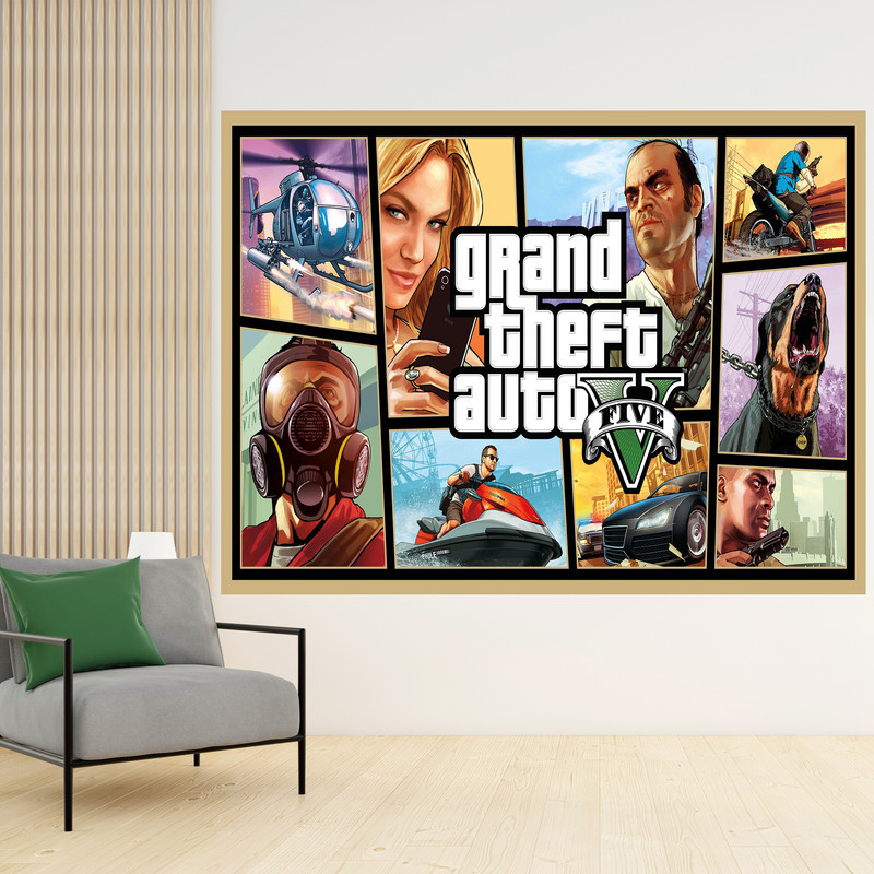 تابلو شاسی مدل گیمینگ طرح پوستر بازی game  کامپیوتر ی  محبوب GTA جی تی ای کد 1086