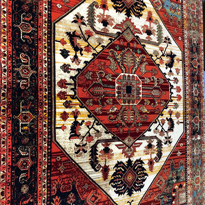 فرش ماشینی ستاره کویر یزد مدل شاهکارنوین کد n-124 زمینه کرم