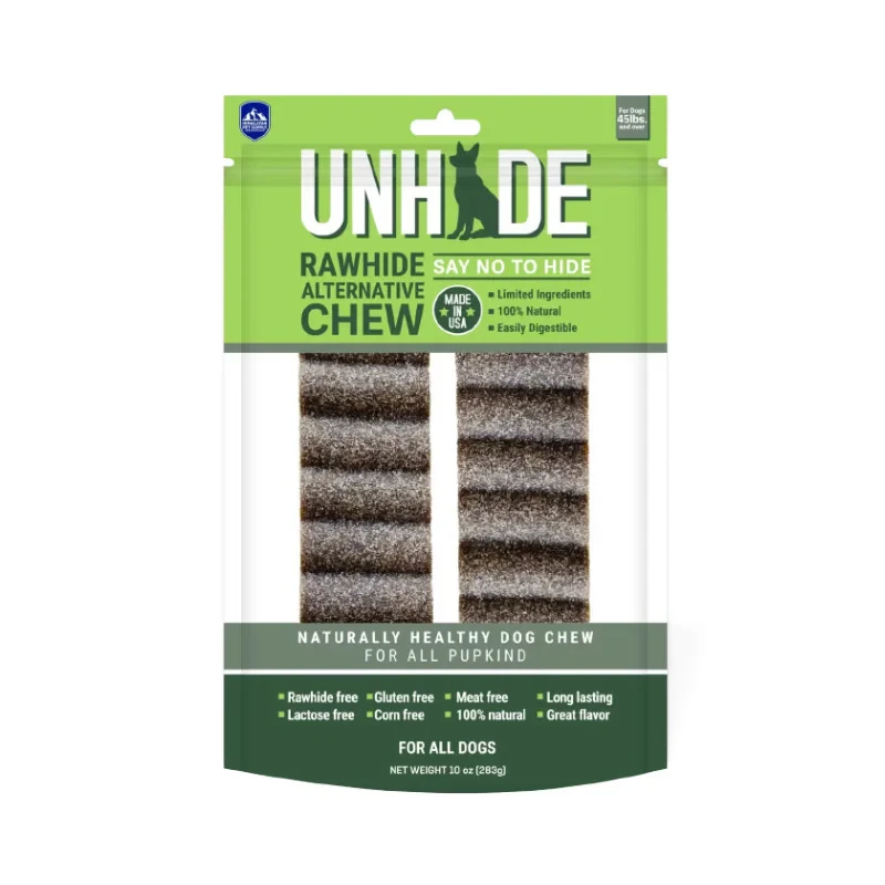 تشویقی سگ نژاد بزرگ هیمالین مدل Unhide Rawhide Alternative Chew Large جویدنی طعم بادام زمینی وزن 283 گرم