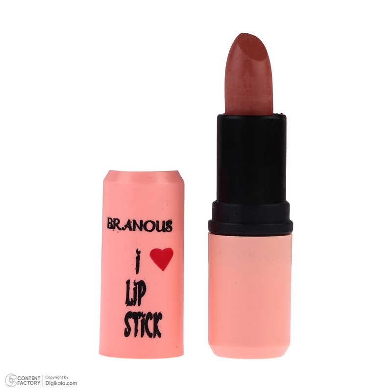 رژ لب جامد مات برانوس مدل Long Lasting رنگ قهوه‌ای شماره 607