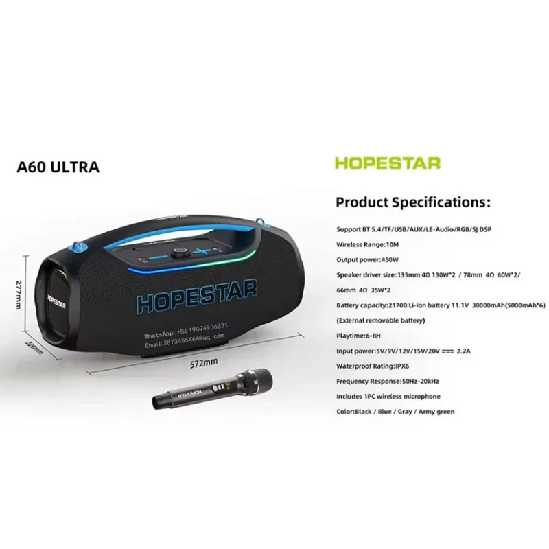 اسپیکر قابل حمل هوپ استار مدل a60 ultra