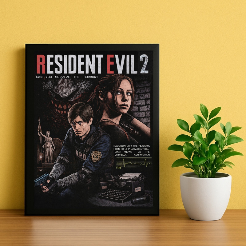 تابلو طرح رزیدنت اویل Resident Evil 2 کد 01 فریم مشکی