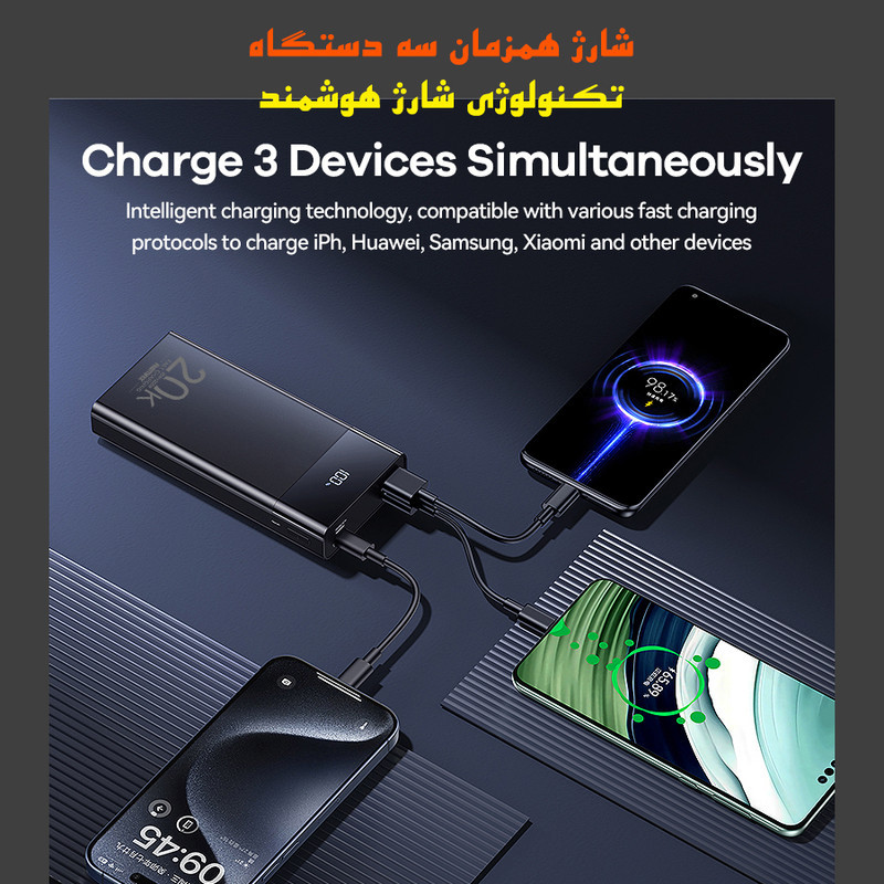 پاوربانک 22.5 وات ریمکس مدل RPP-450 22.5W ظرفیت 20000 میلی آمپر ساعت