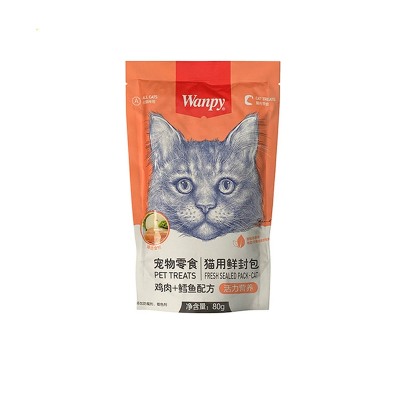 پوچ گربه ونپی مدل مرغ و ماهی کاد وزن 800 گرم بسته 10 عددی