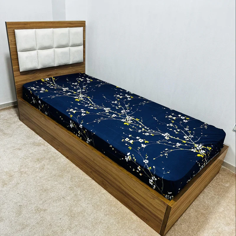 ملحفه ناتوسا مدل کشدار شکوفه یک و نیم نفره سایز 120x200 سانتی متر