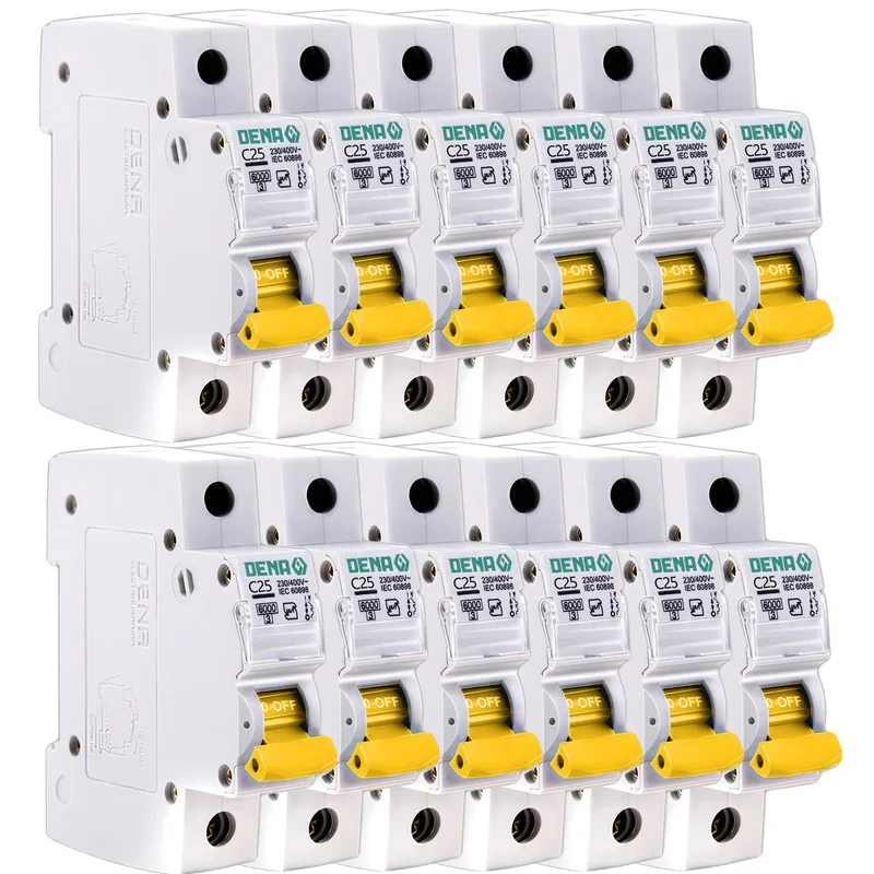 فیوز مینیاتوری تک فاز 25 آمپر دنا الکتریک ایرانیان مدل C25-6KA-12Pcs بسته 12 عددی