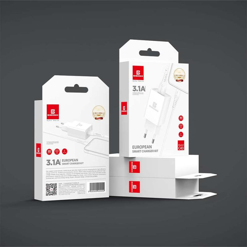شارژر دیواری بیبوشی مدل C43 به همراه کابل تبدیل microUSB