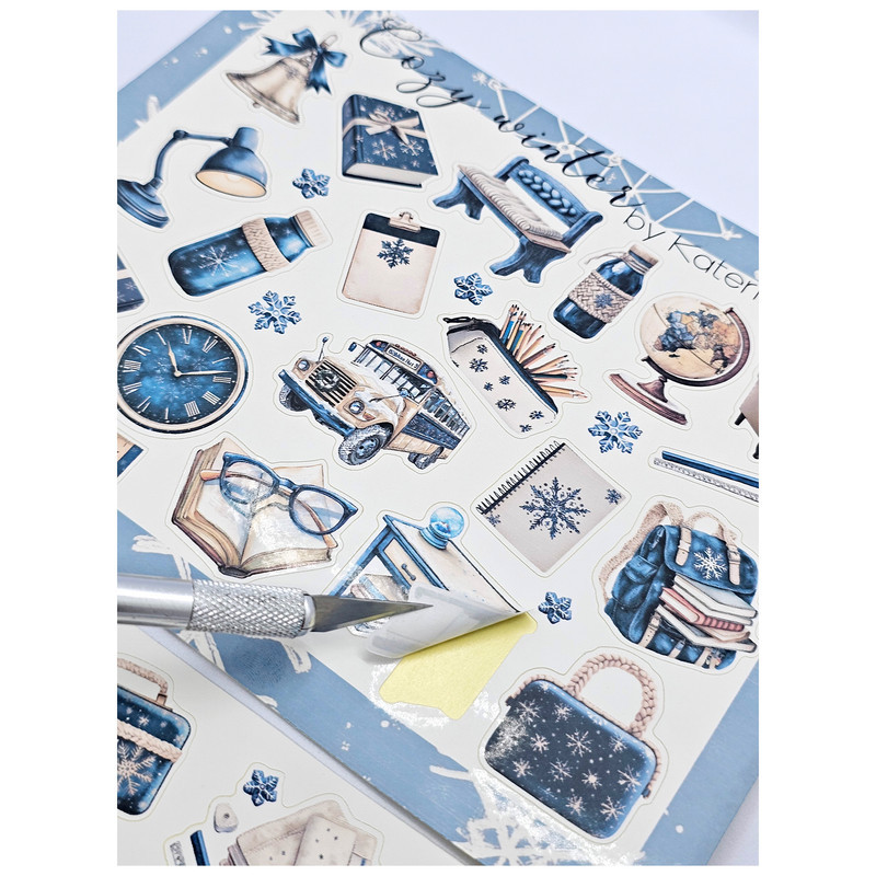 برچسب طرح برش خورده بولت ژورنال مدل Cozy Winter بسته 35 عددی