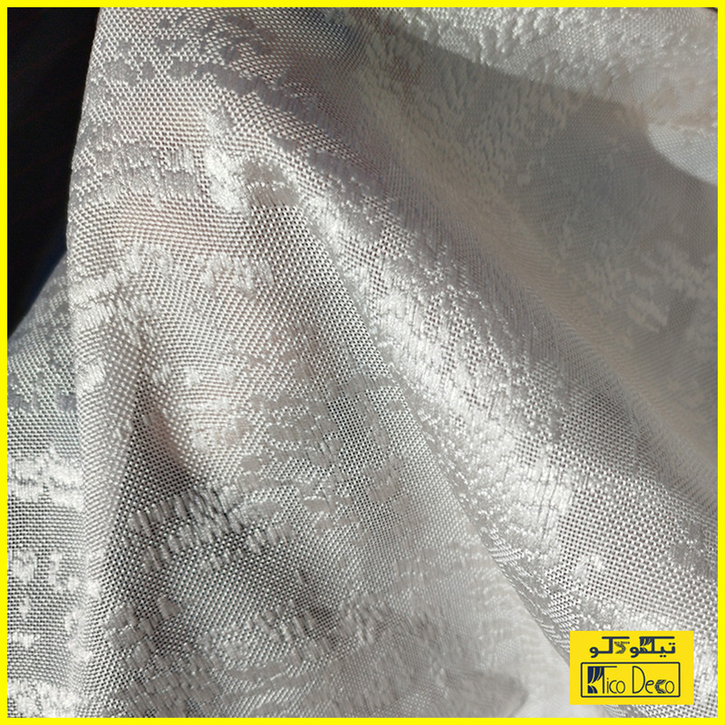 پرده پانچ تیکو دکو مدل حریر کتان ژاکارت طرح محو مدل بدون نیاز به آستر سایز 280 × 300 سانتی‌متر
