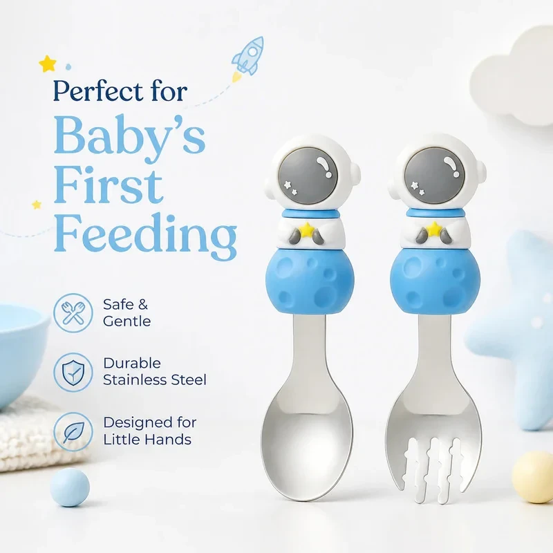 ست قاشق و چنگال کودک مدل فضانورد