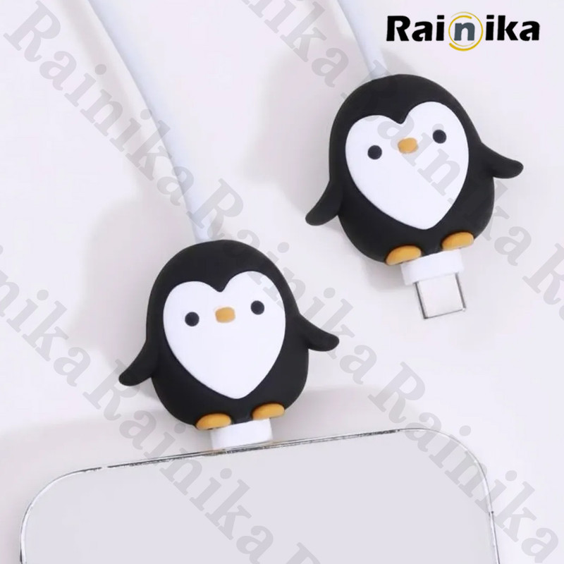 محافظ کابل شارژ و هندزفری رینیکا مدل Penguin Bla KK 03 مجموعه 3 عددی