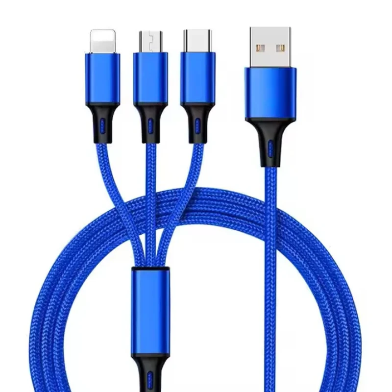 کابل تبدیل USB به micro USB  لایتنینگ  USB-C مدل best 3in1 طول 1.2 متر